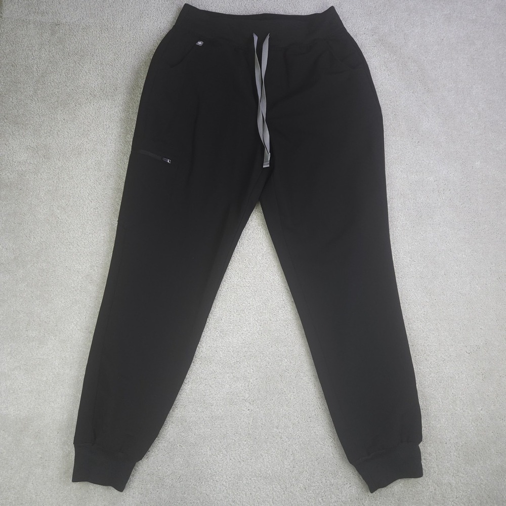FIGS Zamora High Waisted Jogger Scrub Pants Womens M Black Cargo Cuffed Nurse